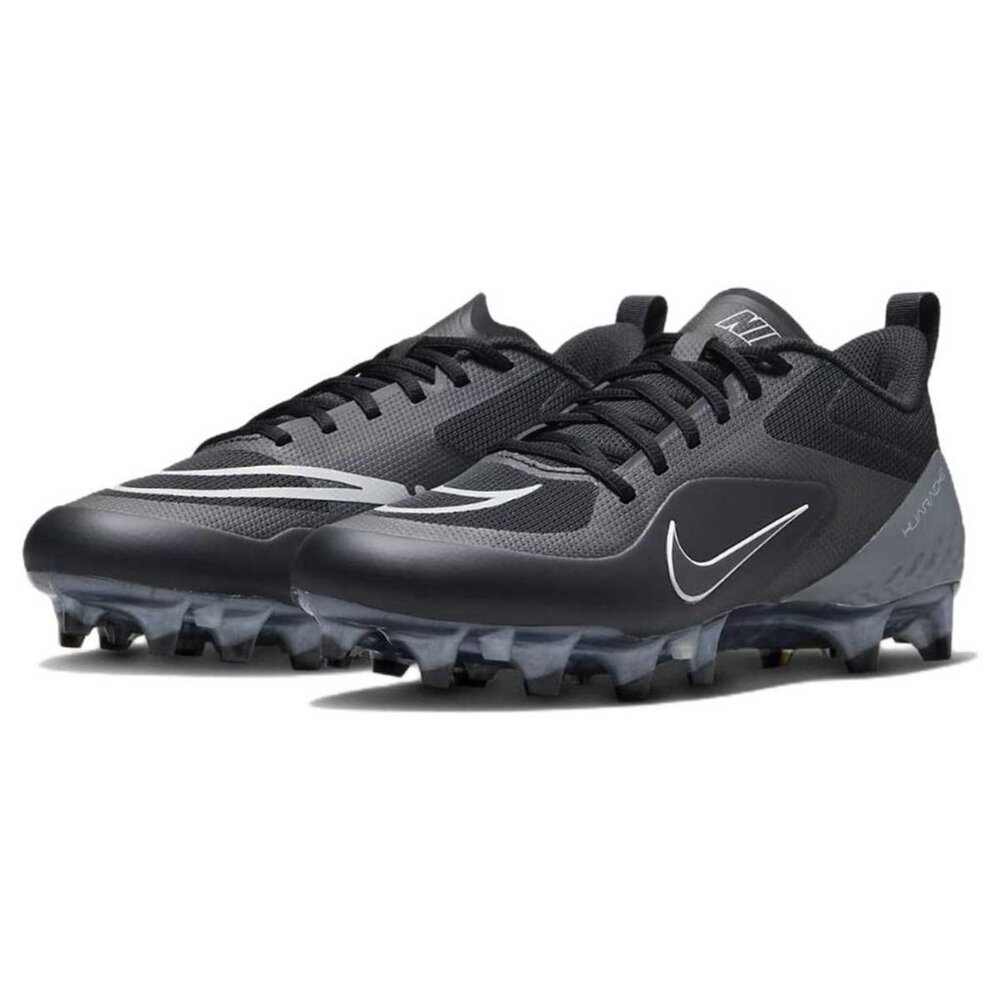 Nike React Alpha Huarache 8 Pro Lacrosse Molded Cleats Black Silver CW4439-011